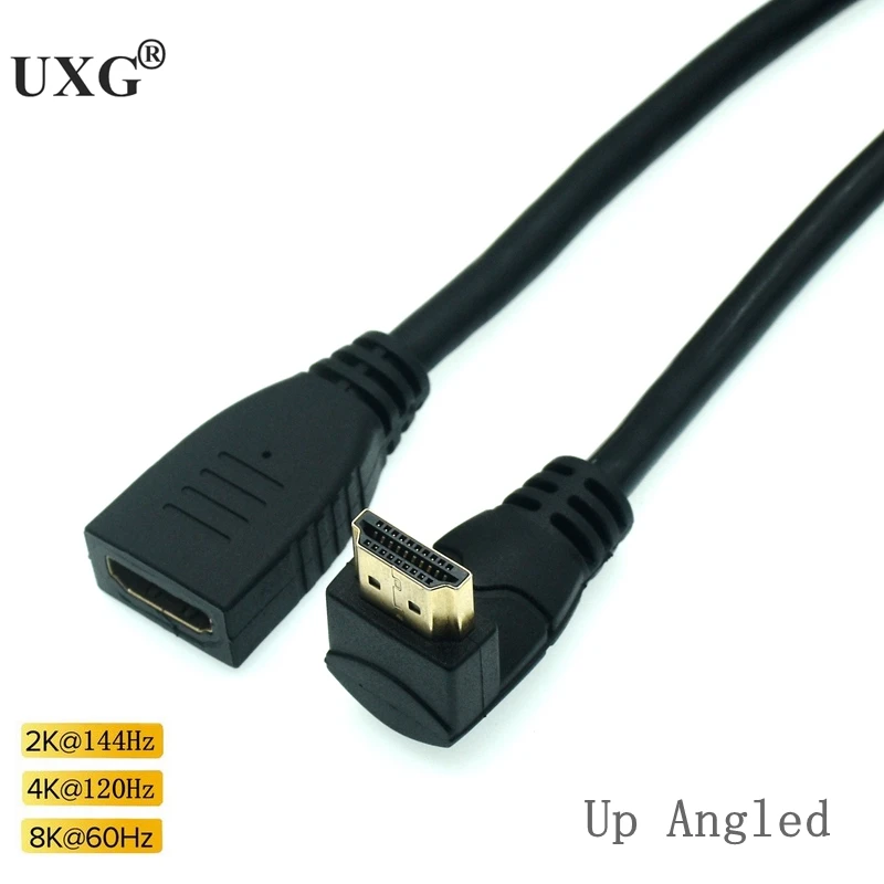 

90 Degree Left Right Up Down Angled HD-2.1V Male To Female Cable 4K 120HZ 8K 60Hz UHD HDR 48Gbps Short Cable HDMI-compatible