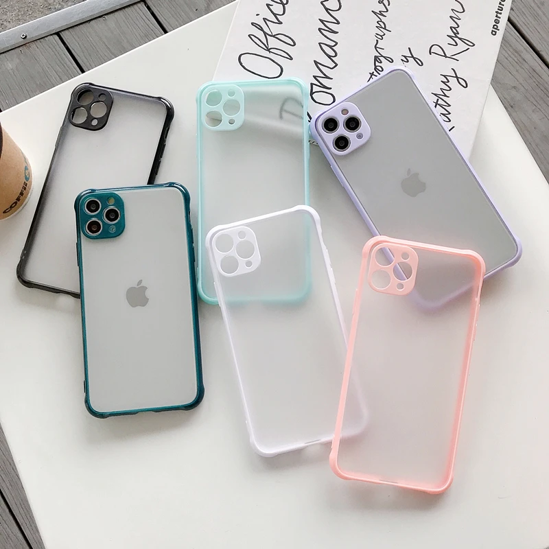 

Shockproof Case for IPhone 11 12 Pro Max TransparentCandy Color Lens Protection Cover Only for Apple 11 Drop-proof Dust-proof