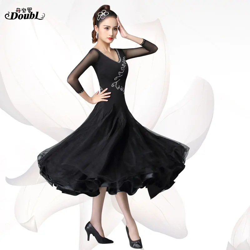 Двойное бальное платье стандартный женский костюм для танцев и выступлений
