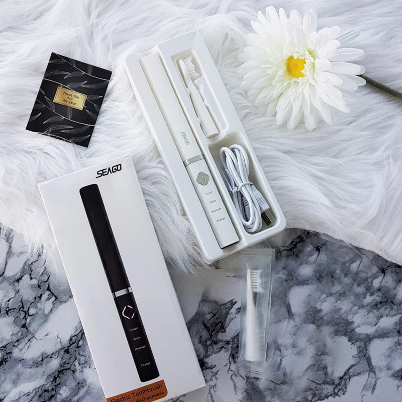 SEAGO Electric Toothbrush Adult USB Rechargeable Sonic Teeth Brush Waterproof With 3 Head Whitening Healthy Gift | Бытовая техника