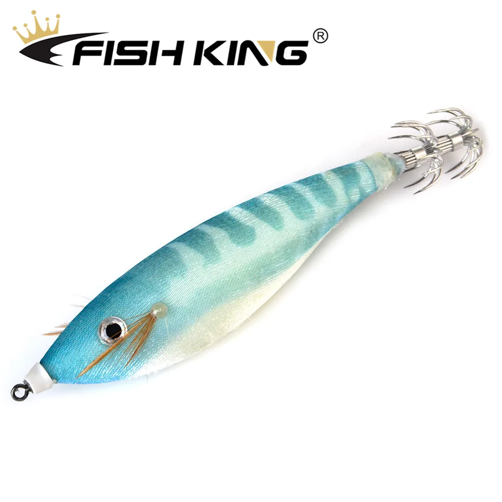 

FISH KING Fishing Lure Squid Hook 9cm 16g Luminous Wobblers Jigging Octopus Cuttlefish Wood Shrimp Hard Baits 3D Eyes jigs