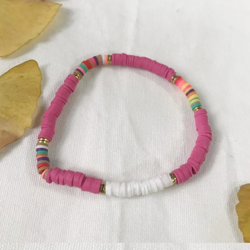 Красочный простой эластичный резиновый Радужный Браслет Ручной Работы
