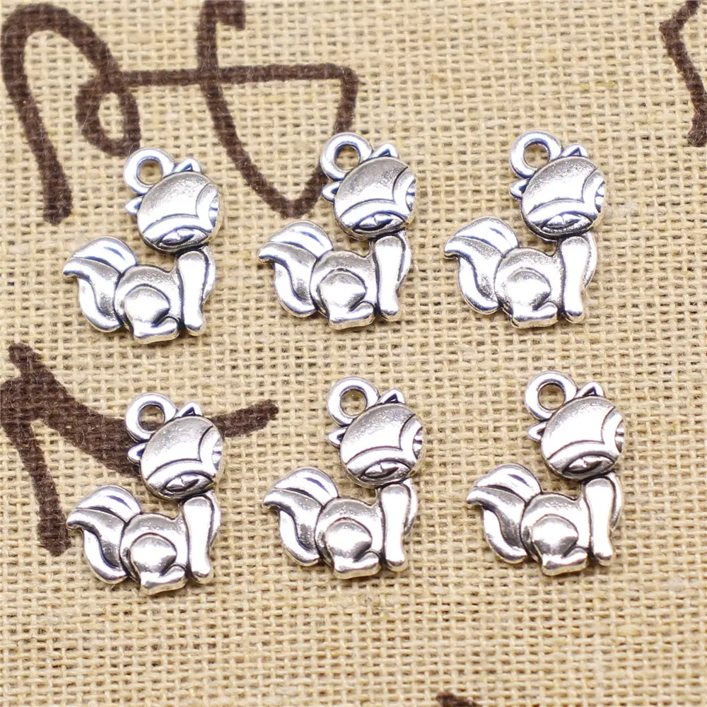 

Charm For Making Jewelry Pendants Antique Silver Color Little Fox 15x14mm 20pcs