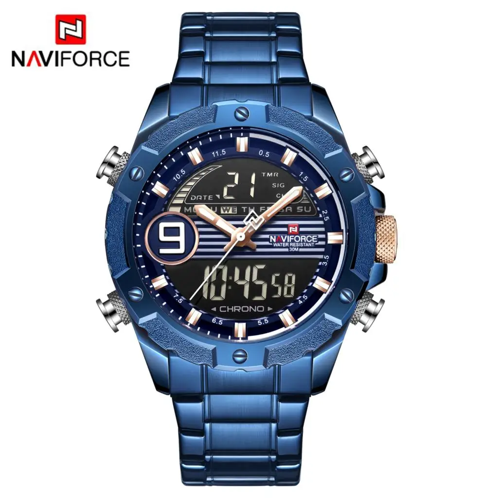 

NAVIFORCE Fashion Sports Men Watch Men's Quartz Digital Clock Luxury Brand Stainless Steel Military WristWatch Relogio Masculino