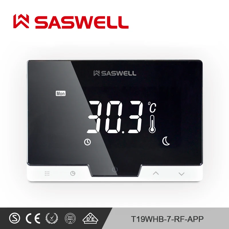 SASWELL Wi-Fi термостат контроллер температуры приложение для смартфона с плоской задней стеной крепление комнаты беспроводной Программируемый терморегулятор