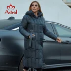 Astrid 2021 Новое зимнее женское пальто Женская длинная теплая парка клетчатая модная Толстая куртка с капюшоном плюс Размер Женская одежда 9546