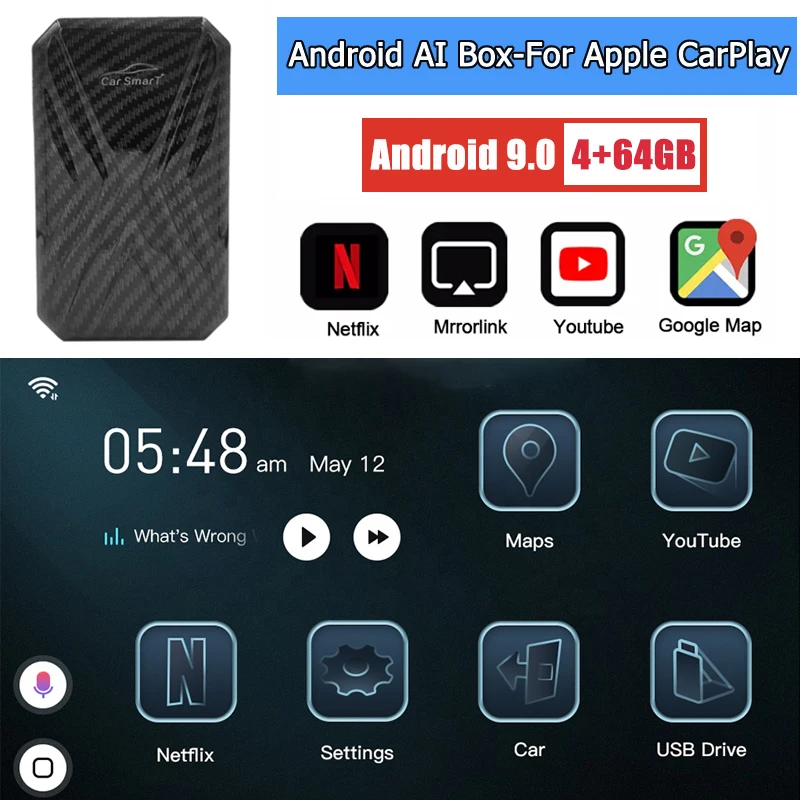 Беспроводная автомобильная видео приставка Apple CarPlay Android AI Box для Mercedes Benz W213 класс A