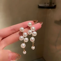xiyanike elegant pearl dangle earrings fairy simple alloy earrings brincos 2021 new female fashion jewelry ear accessories
