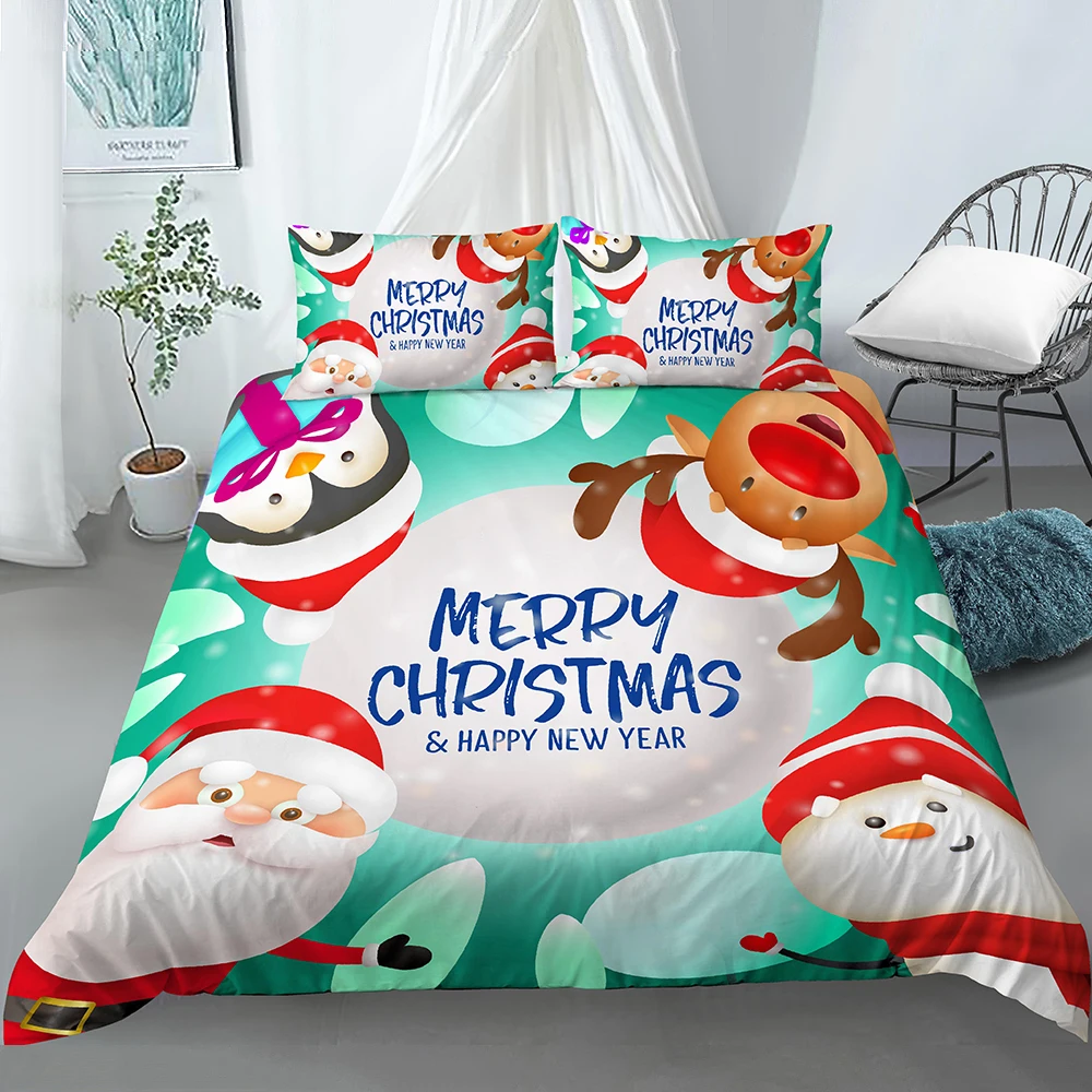 

3D Digital Printed Santa Claus Deer Bedding Kids Duvet Cover for Bedroom with Pillow Shame 2/3pcs Quilt Cover Twin Queen King
