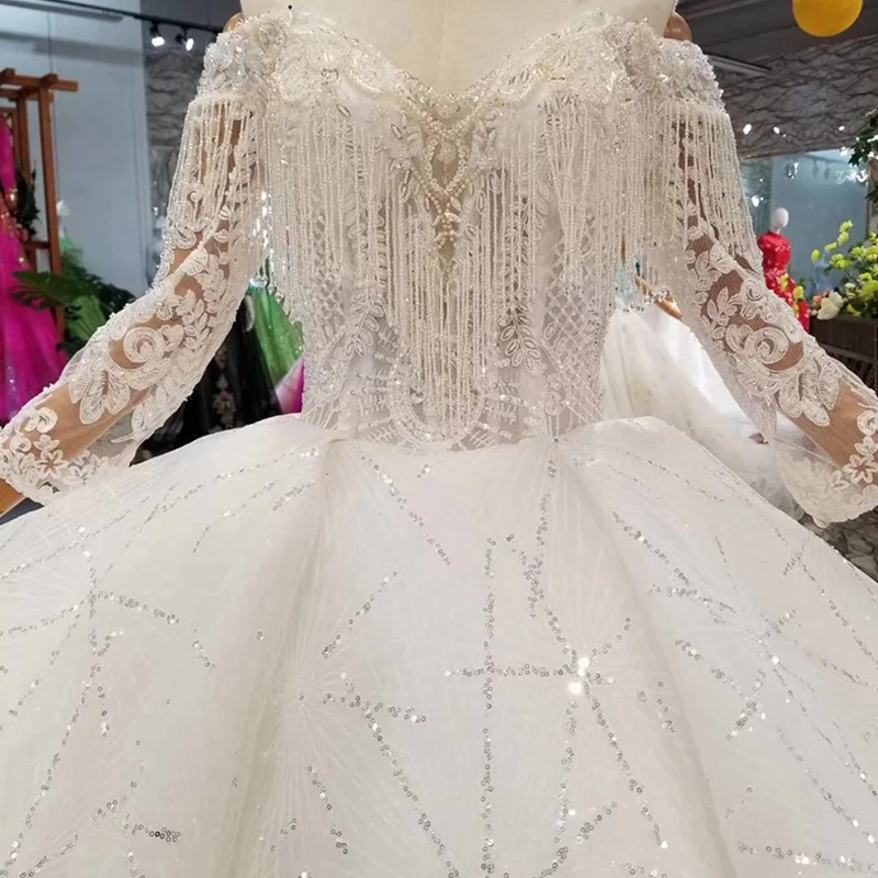 LSS147 новый дизайн свадебные платья с бахромой открытыми плечами Милое Свадебное