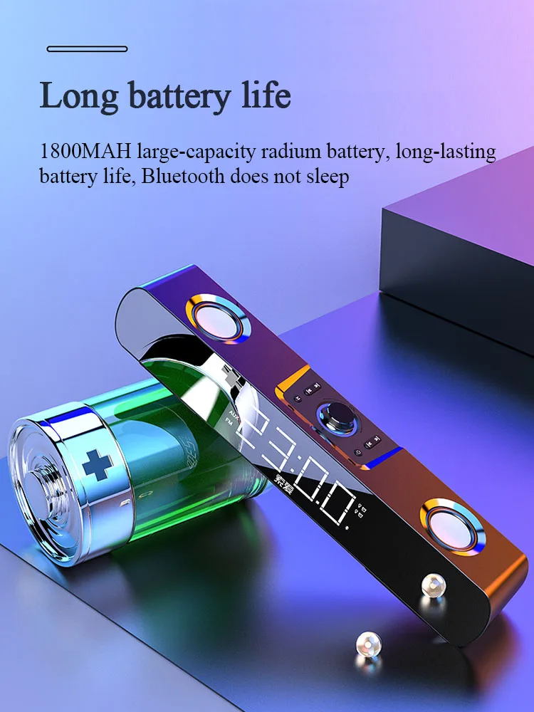 soaiy multimedia bluetooth speaker subwoofer with led display clock soundbar for tv computers louldspeaker for home theater free global shipping