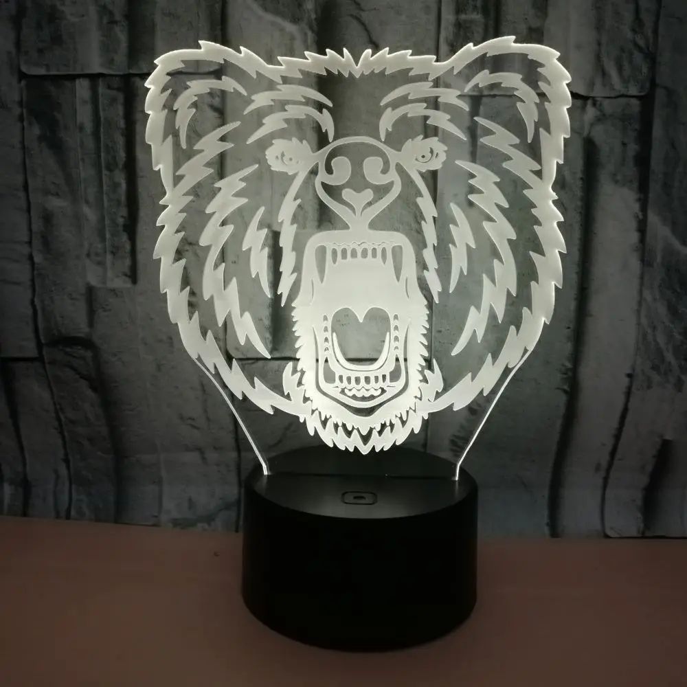 Светодиодный ночсветильник мультфильм милый медведь Head 3D usb декор для комнаты