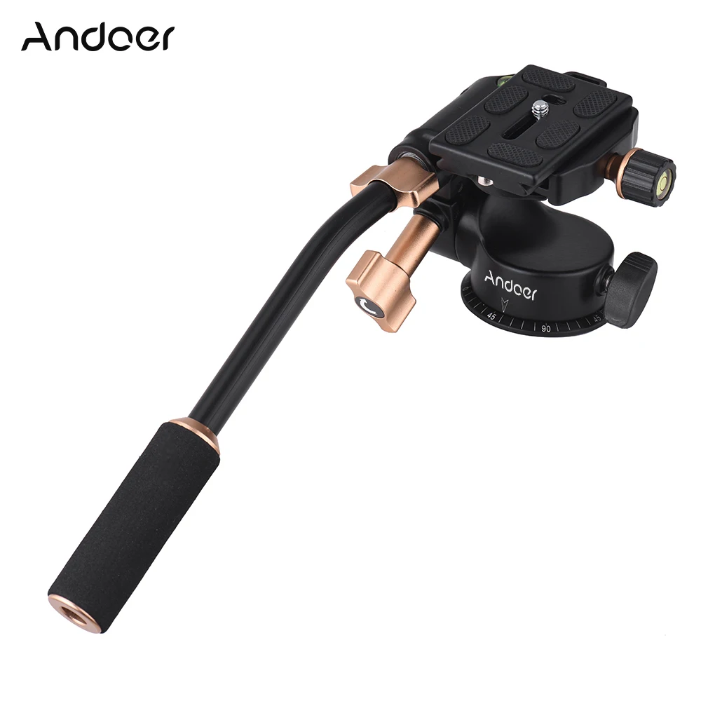 

Andoer Q08S 3-сторонняя амортизирующая головка для видеокамеры штатив с панорамной головкой ручка 1/4 "3/8" отверстие для винта для DSLR ILDC камеры штат...
