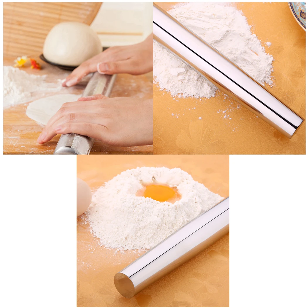 

Justdolife Rolling Pin Stainless Steel Creative Kitchen Baking Hand Dough Roller Bake Cake Accessories Non-Stick Kitchenware