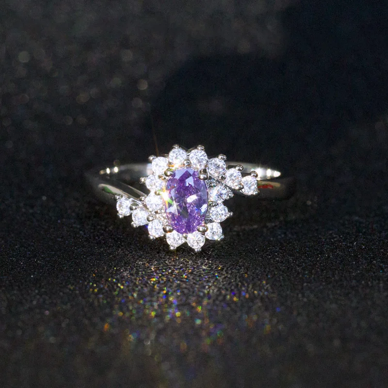 purple Bague Ringen 925 пробы серебряные кольца для женщин с овальной формой синий сапфир драгоценный камень женские роскошные ювелирные изделия - Цвет камня: purple