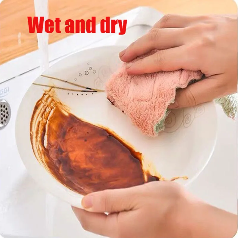 

Kitchen Cleaning supplies Towel Coral fleece Cloth myth Dry and wet Dual purpose Non-sticky household items Microfiber cloth