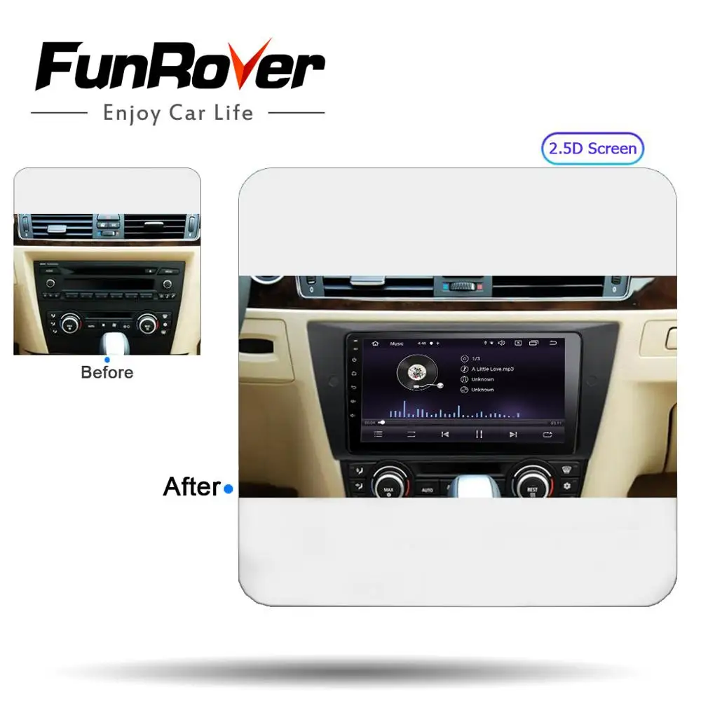 FUNROVER android 9 0 2.5D + IPS автомобильный dvd gps мультимедийный плеер для BMW E90 E91 E92 E93 320 328 3
