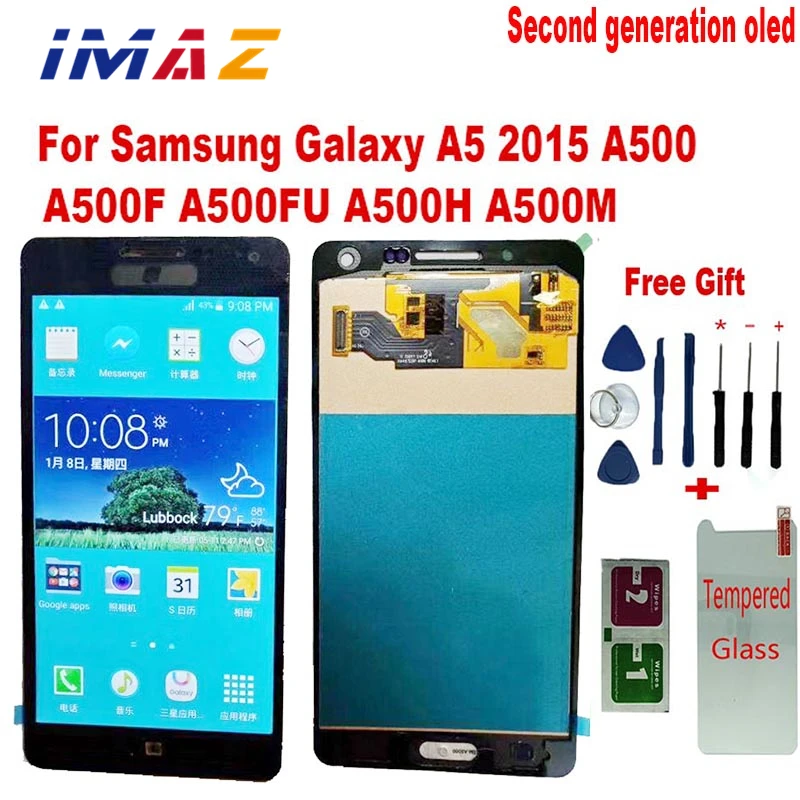 ЖК-дисплей IMAZ 2-й OLED для Samsung Galaxy A5 2015 A500 A500F A500M A500FU, ЖК-дисплей с сенсорным экраном и дигитайзером в сборе для экрана A5