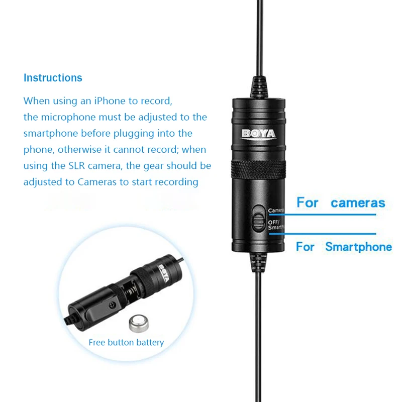 BOYA петличный микрофон камера видеорегистратор для телефона смартфона Canon Nikon DSLR