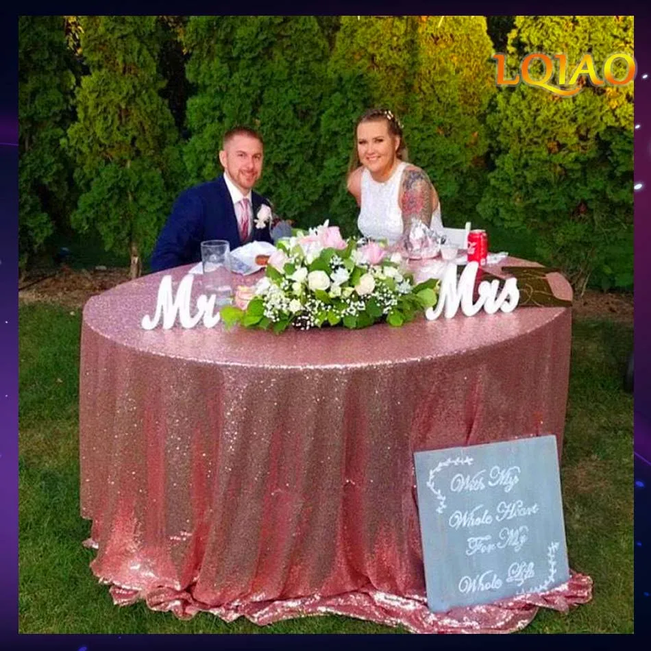 Pink Gold 12" круглые(300 см) темно-синие скатерти с блестками для свадебного стола, льняные скатерти с блестками для свадебного украшения - Цвет: Pink Gold