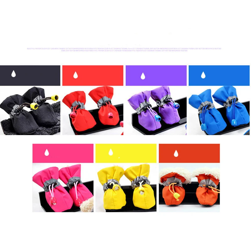 Популярные зимние ботинки для собак 4 шт. Нескользящие водонепроницаемые щенков
