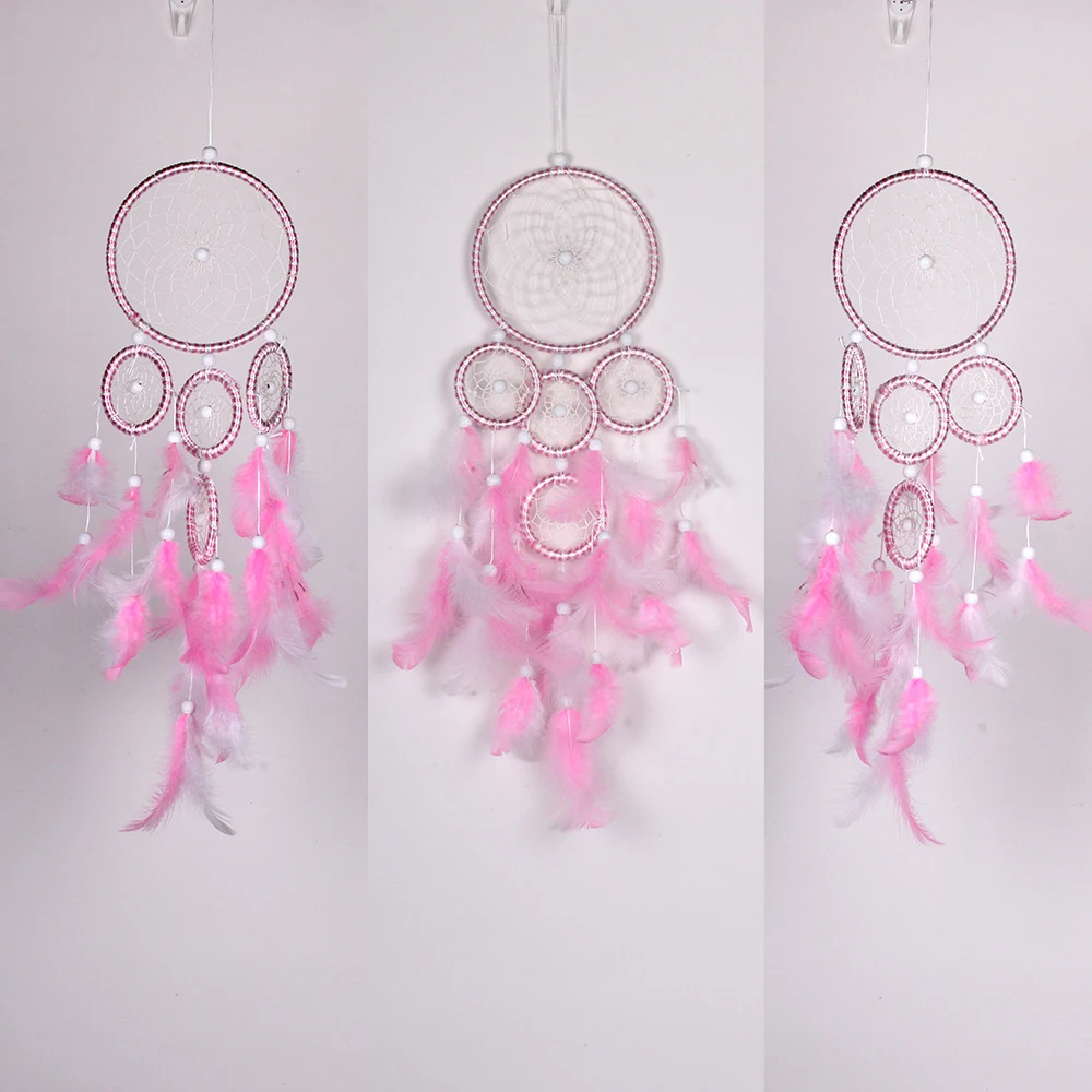 

Wind Chimes Handmade Indian Dream Catcher Hanging with Rattan Bead Feathers Home Wall Car Decoration Ornament Dreamcatcher