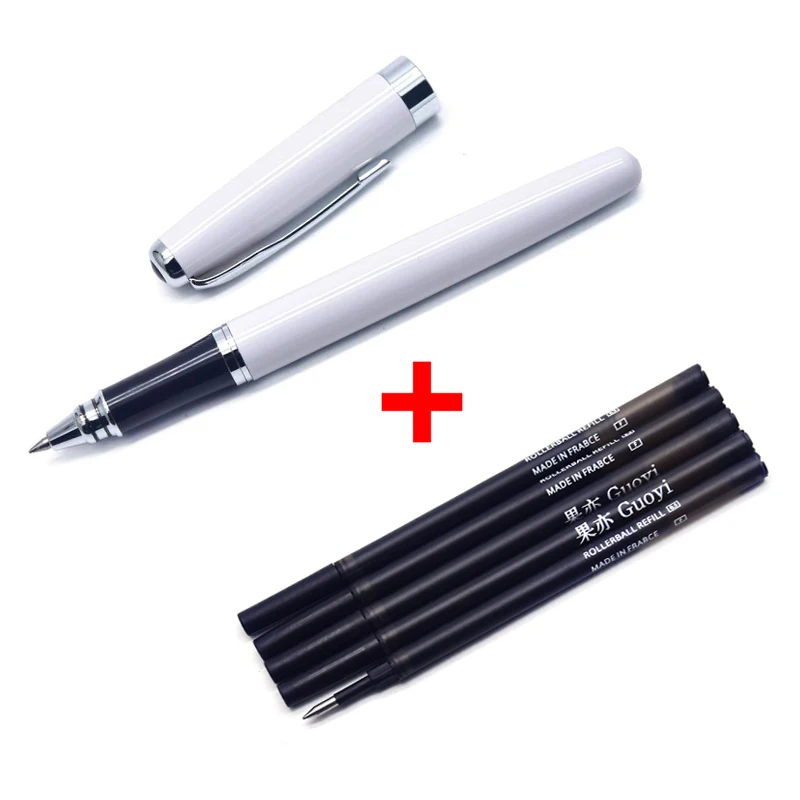 White-5 Black refill CCCAGYA A201 китайский стиль многоцветный металлический корпус гелевая ручка. Канцелярские принадлежности для офиса и школы, 0,5 мм наконечник для письма металлические подарки ручка - Цвет: White-5 Black refill