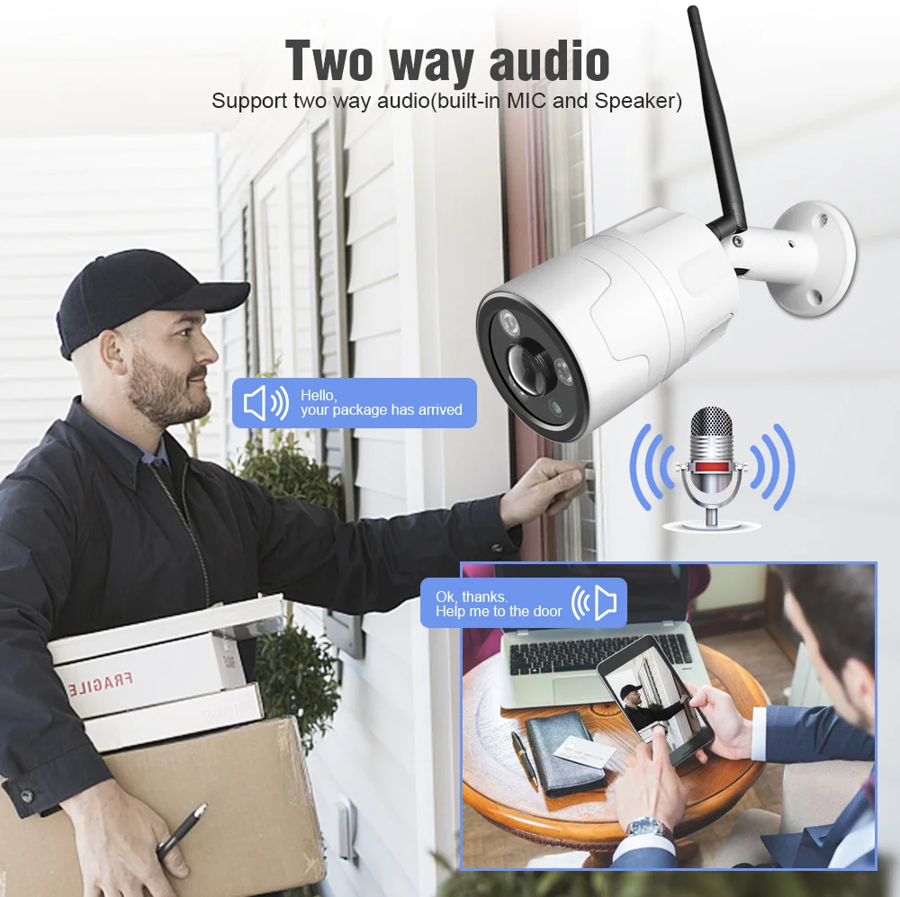 2MP HD 1080P ip-камера безопасности WiFi "рыбий глаз" Беспроводная сетевая камера видео Видеонаблюдение ИК ночного видения CCTV наружная пуля камера