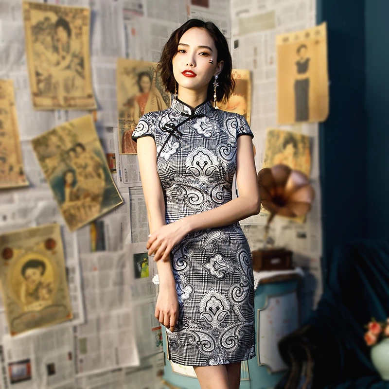 Sheng Coco Vestido Cheongsam сексуальные платья Mni черного цвета из Китая летний Улучшенный