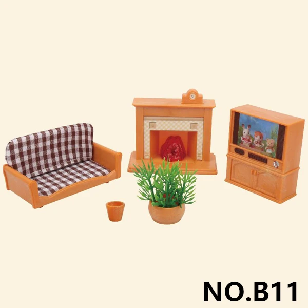 B11 Лесная семья вилла 1:12 набор мебели игрушка DIY Миниатюрный Кукольный домик колеблющаяся кровать наборы мини миниатюры для кукольного домика игрушки для детей - Цвет: B11