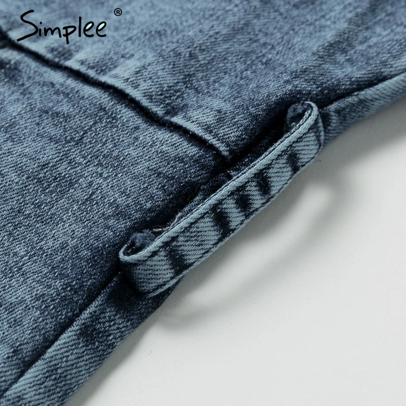 Simplee женское джинсовое облегающее платья рукавом платье v образным вырезом Осень