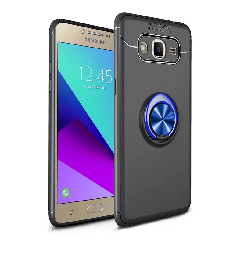 Чехол для телефона с магнитным кольцом s для samsung Galaxy J1, автомобильный держатель, чехол для samsung Galaxy J110, роскошный ТПУ чехол, Fundas Coque - Цвет: Blue Black