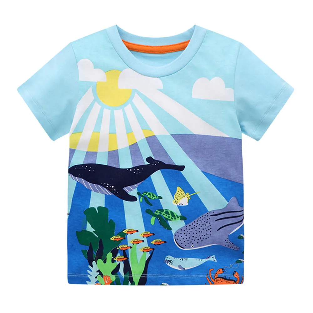 Новое поступление, футболки с принтом морской аниме для мальчиков и девочек, хлопковые детские футболки, летние детские повседневные топы д...