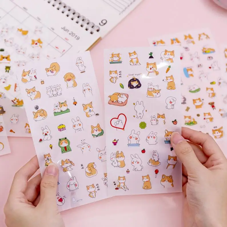 6 листов/комплект Kawaii Косплей Shiba серии наклейки для девочек прекрасный стикер