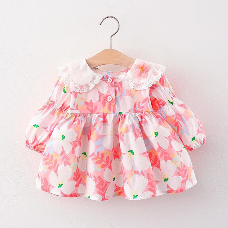 

Платье для маленьких девочек, детское платье-пачка с большими лацканами и цветами, платье принцессы на день рождения, одежда для маленьких д...