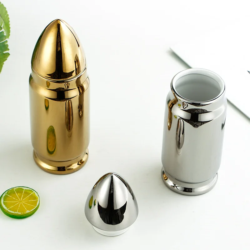 Ceramic Mug Coffee Cup Gold Aesthetic Bullet Bazooka Style Luxury Creative Coffee Mug Funny Tazas Originales Original Coffee Cup