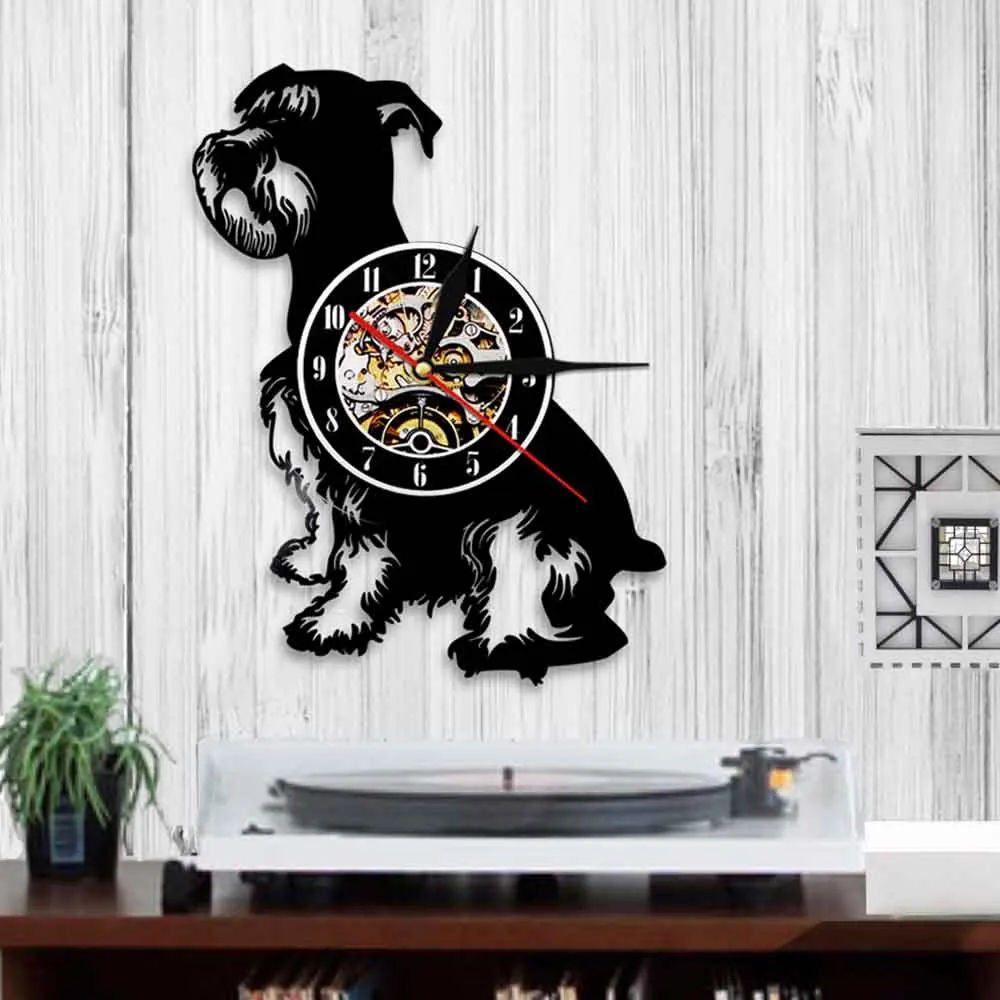 Виниловые настенные часы с изображением собаки шнауцера|Настенные часы| |