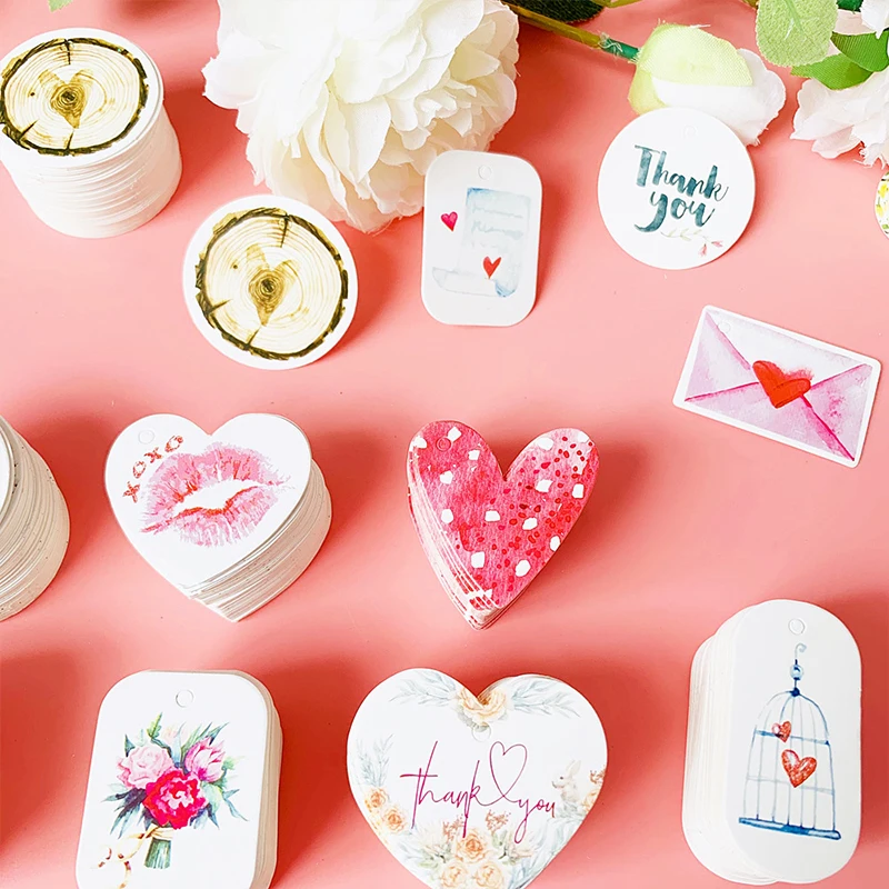 50 шт. благодарим Вас крафт-бумага бирки ручной работы многостильные с веревками