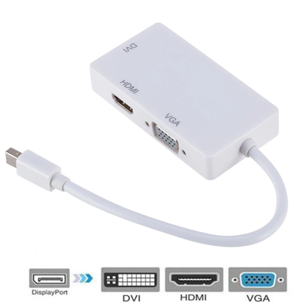 3 в 1 мини-порт дисплея DP штекер-DVI HDMI VGA аудио гнездо адаптер порт кабель конвертер