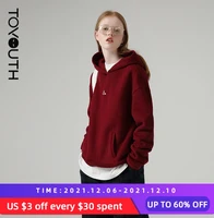 toyouth women pullover hoodies with hat dark wine red casual sweatershirt