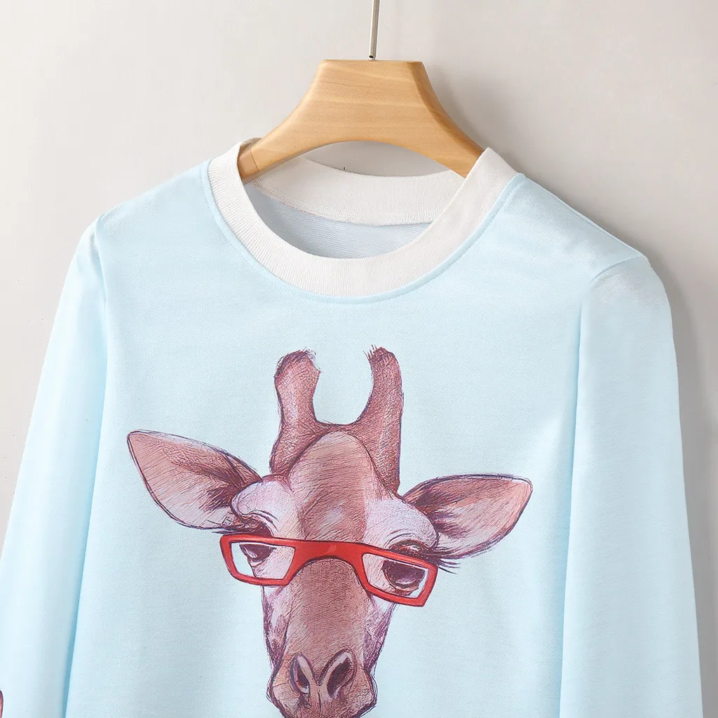 

Sweatshirt Women's Clothing Zipper Hoodies Women Causal Animal Print Long Sleeve Round Neck sweatshirt women vintage Sweatshirt