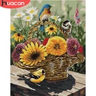 HUACAN вышивка цветок птица и крест наборы стежков белый холст рукоделие вышивка крестиком животное 14CT 11CT