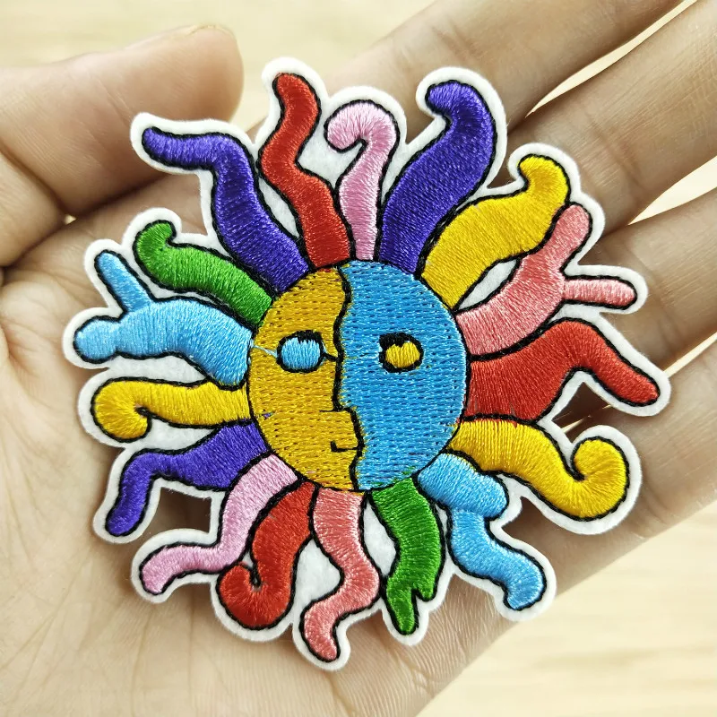 Цветной детский школьный рюкзак с нашивкой от солнца Одежда DIY вышитая Милая