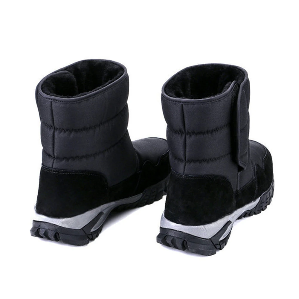 

DEEZLA Mens Boots Winter Fur Lined Wool Warm Shoes Man Waterproof Antifreeze Snow Boots Male Platform Black Large size 45 46 47