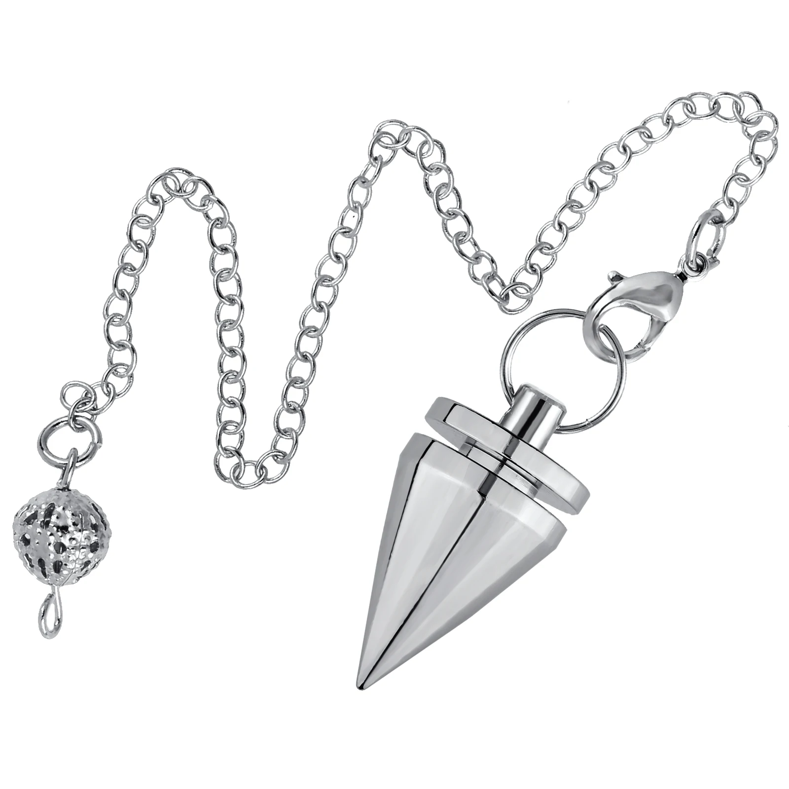 

Reiki Healing Metal Pendulum For Divination Silver Color Dowsing Spiral Cone Pendant Amulet Necklace Jewelry Accessories