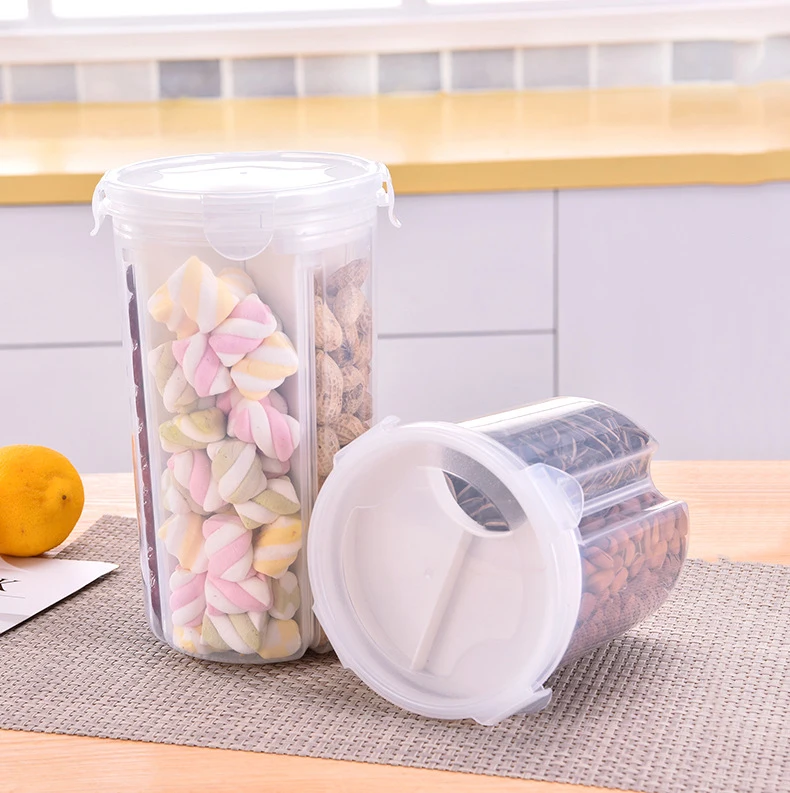 Вращающийся емкости для хранения зерна герметичный ящик банок Кухня Пластик