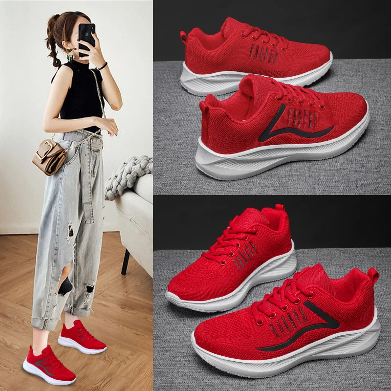 

Модные женские легкие нескользящие спортивные кроссовки для улицы, Женские Дышащие повседневные сетчатые удобные кроссовки на шнуровке дл...