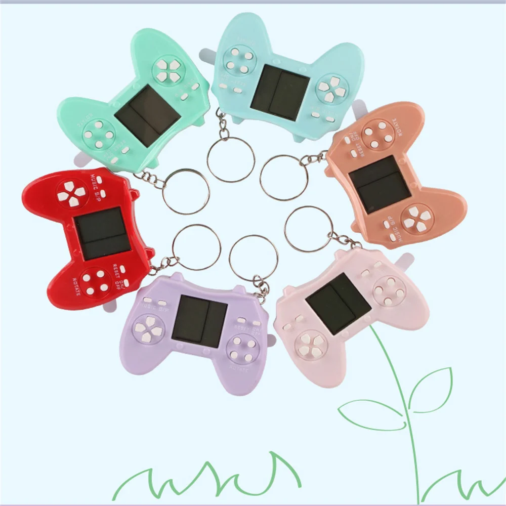 

Миниатюрная портативная игровая консоль для пальцев Тетрис, брелок с пряжкой, подвесное украшение, электронная Игровая приставка, игрушки ...