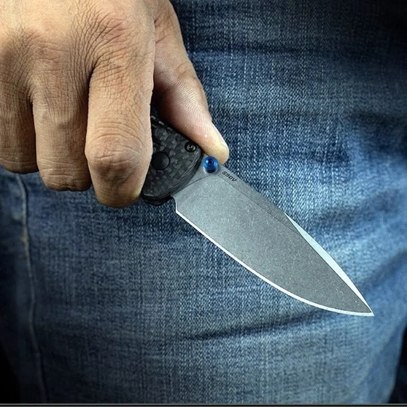 Harga Baru Besar BM565-1 Mini Freek Bugout Poros Pisau Lipat Taktis S90V Serat Karbon Menangani Luar Ruangan Berkemah Berburu Alat Bertahan Hidup