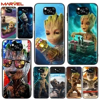 groot marvel avengers for xiaomi poco x3 nfc x2 m3 m2 f2 f3 pro c3 f1 a2 lite mix3 play silicone soft black phone case
